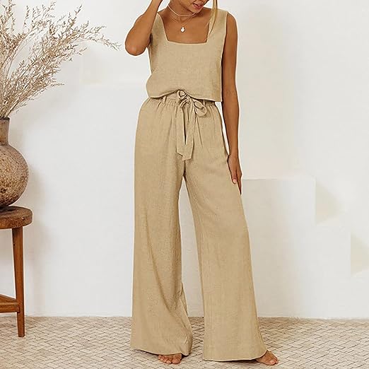 Casual Sleeveless Vest and Loose Trousers Set