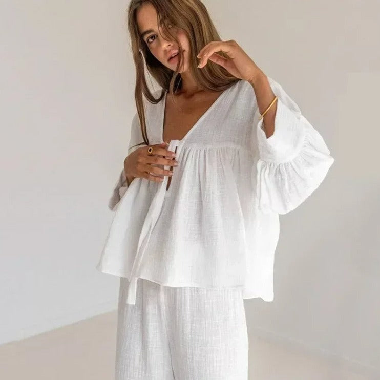 White Cotton Comfort Lounge Set