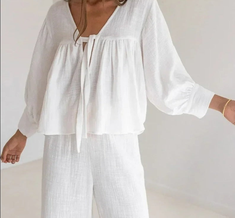 White Cotton Comfort Lounge Set