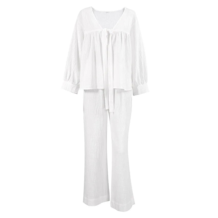 White Cotton Comfort Lounge Set