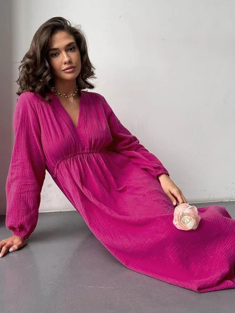 Pink Muslin Linen Dress